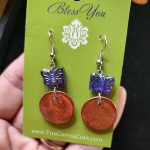 💥 3/$20 The Copper Coin Enamel and Butterfly Earrings!